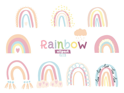 Free Download Pastel Rainbow Boho Clipart