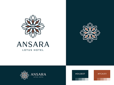 ANSARA - Lotus Hotel abstract artforsale branding flower graphic design hotel logo lotus luxury modern resort