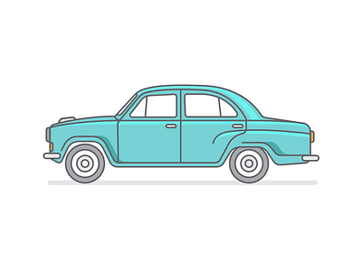 Vehicles - Hindustan Ambassador artwork car dribbble graphic design icon identity illustration illustrator minimal sticker vector vintage