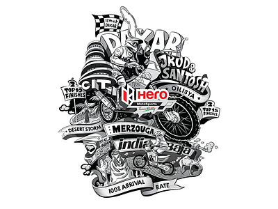 Illustration - Hero Motosports art bike black design graphic herosports icon illustration india racing unit year
