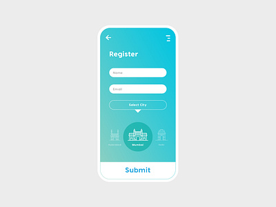 Register / Sign up / City Selection UI