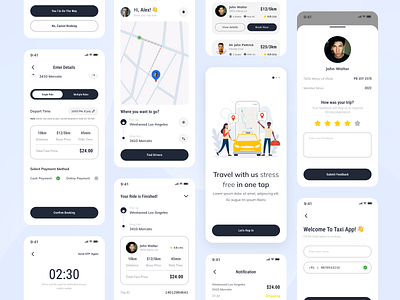 On Demand Taxi Service App Design - UI app design design mobile app mobile app design mobile ui taxi app taxi service ui design