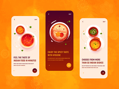 Onboarding - Indian Food Delivery App 😋 app design food food app food delivery minimal mobile app design mobile food app onboarding ui ux walkthroughs