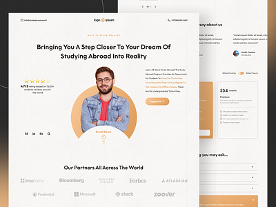 Study Aboard 🎓 - Online Study Landing Page college course design e learning landing page minimal program study ui university web design webdesign website