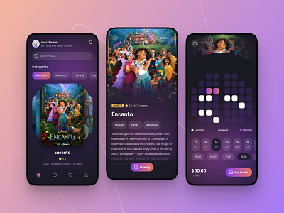 Ukiyo - cinema ticket animation app booking cinema cinema ticket dailyui design minimal movie ticket ui ui design