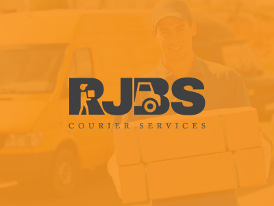 RJBS Courier Services branding logo negative space logo design