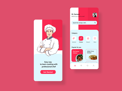 App to learn cooking app design illustration minimal ui vector