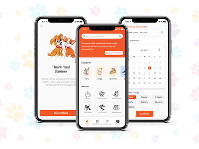 We Care: Pet Grooming App app branding design illustration microinteraction minimal ui ux vector