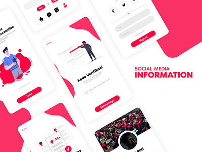 Social Media Information app design flat illustration minimal ui ux