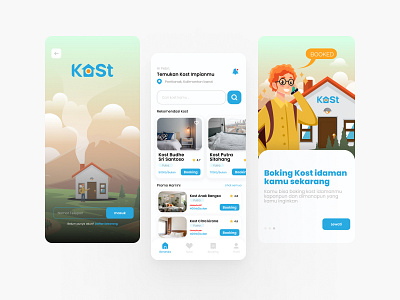 Modern Kost App app design figma graphic design homepage illustration kost kostapp l minimal shot ui uiux userinteface ux