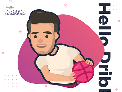 Hello Dribbble! ball blob character debut debutshot dribbble first firstshot gradient hello illustration shot