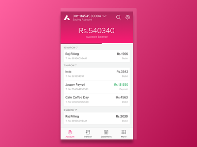 Account Summary account summary apps axis bank bank account bottom bar mobile ui design ux design