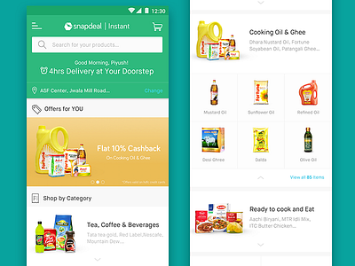 Snapdeal Instant Grocery Store delivery ecommerce food graphic design grocery app homepage ui ux design