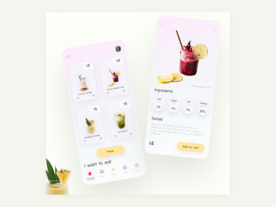 Concept for an app "Healthy food" app apps coctail design food healthy illustration mobile ui uiux ux uxui veb vebdesign