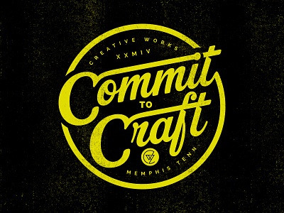 Commit To Craft badge commit creative works cursive emblem lettering logo retro script seal stamp vintage