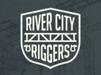 Nicer Rig? badge logo riggers shield typography