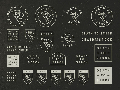 Death To Stock badge branding death icon line logo photo simple stamp stock stroke vector