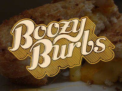 Boozy Updated boozy burbs grilled cheese logo script type