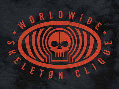 Worldwide Skeleton Clique badge clique one oval pilots psychedelic seal skeleton skull trip twenty zone