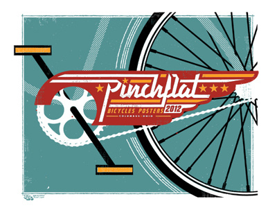 Pinchflat For Sale bicycle bike chaing guard columbus cycling pinchflat poster print screen printed typography