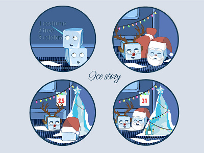 Ice story (New year) christmas comics flat happy illustration merry minimal new year story vector winter xmas