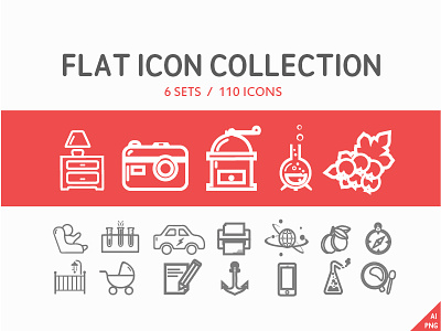 110 Flat icon collection (6 set) coffe collection design flat icon iso sio travel vector web