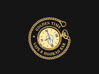 Golden Time logo brand flat golden time hookah illustration logo logotype shisha vape
