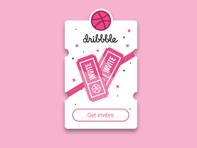 Dribbble Invite ball card draft dribbble invite invition pink team ticket ui ux