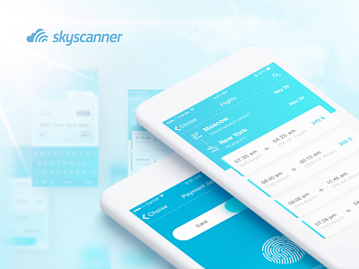 Redesign UI Skyscanner app iOS air app blue card concept flight ios ticket travel uidesign uxdesign