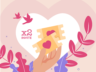 Valentine’s Day gifts: 2 Dribbble invites 2d dribbble had illustration invitation invite nature red ui