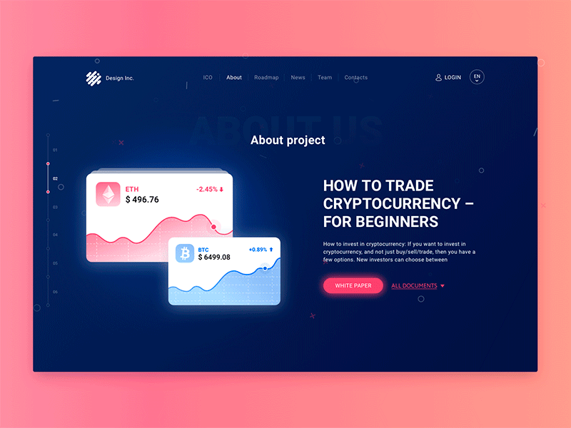 About project #1 analytics bitcoin blockchain cryptocurrency contribution dashboard landing page ico token roadmap statistics ui design visual clean design