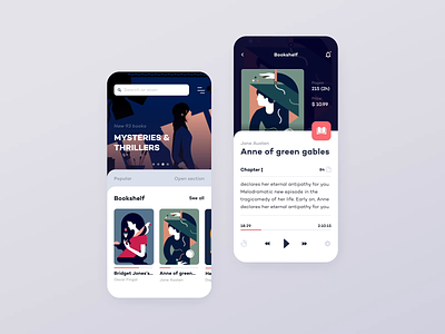 Bookstore Concept animation app application audio book card clean interaction interface laibrary layout minimal mobile motion product store ui ux