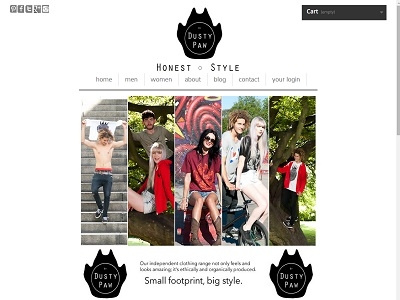 Dusty Paw Homepage clothing design e-commerce ethical fashion responsive style web design website wordpress