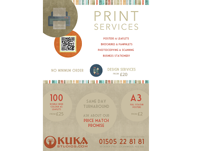 Print Services Poster advert graphic design leaflet poster printing qr code
