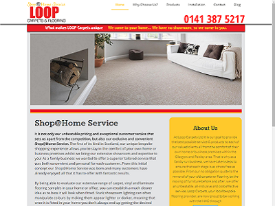 Loop Carpets & Flooring Website branding mobile responsive red web design website wordpress yellow