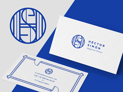 Hector Simon's indentity artdirection blue brand business cards design logotype monogram
