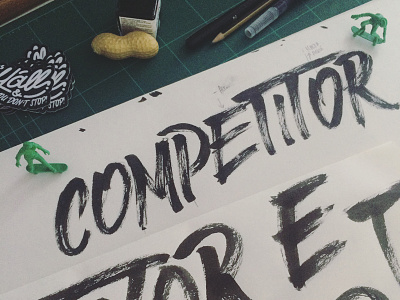 "Competitor" scketches brush brushletters lettering