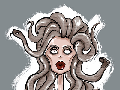 medusa gorgon character design fashion girl illustration illustrator logo person