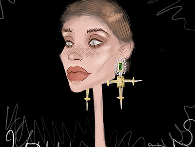 Sketch of the fashion image of the brand Schiaparelli character design fashion girl illustration illustrator logo person
