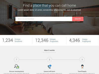 Rent a place Home page real estate rent search ux wireframe