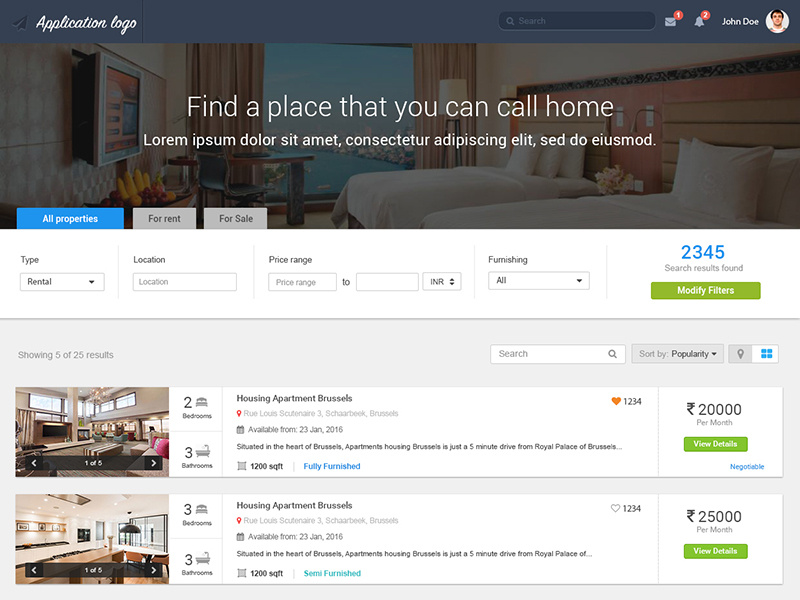 Rent a place Listing by Yuvika on Dribbble