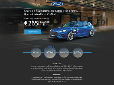 Advertisement landing page concept for Ford automobile design digital photoshop ux