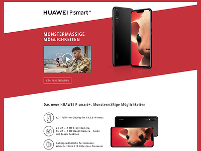 Huawei P smart+ advertisement landing page concept consumer electronics digital phone photoshop ux