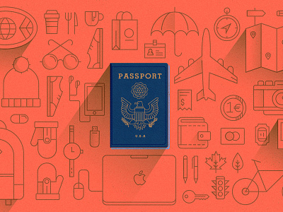Traveling Abroad blue eagle europe orange passport plane stuff travel vector