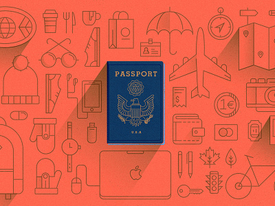 Traveling Abroad blue eagle europe orange passport plane stuff travel vector