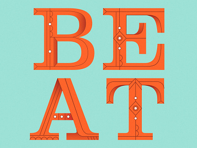 BEAT jewels letters orange print serif wip