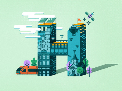 H is for Houston city h houston illustration letter