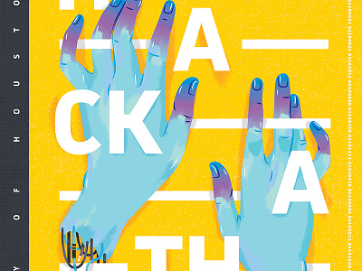 Houston Hackathon 2015 hack hackathon hands houston illustration poster design robots wires