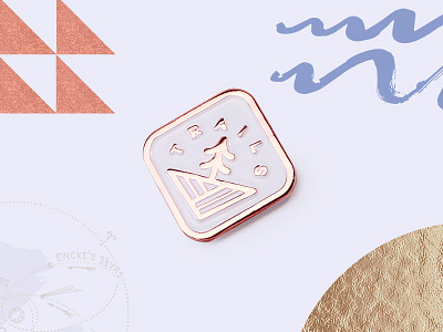 Trails Pin badge exploring hiking icon outdoors pin rose gold symbol trails tree