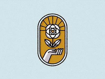 Healing badge compassion flower gold grow hand healing heart hope icon love